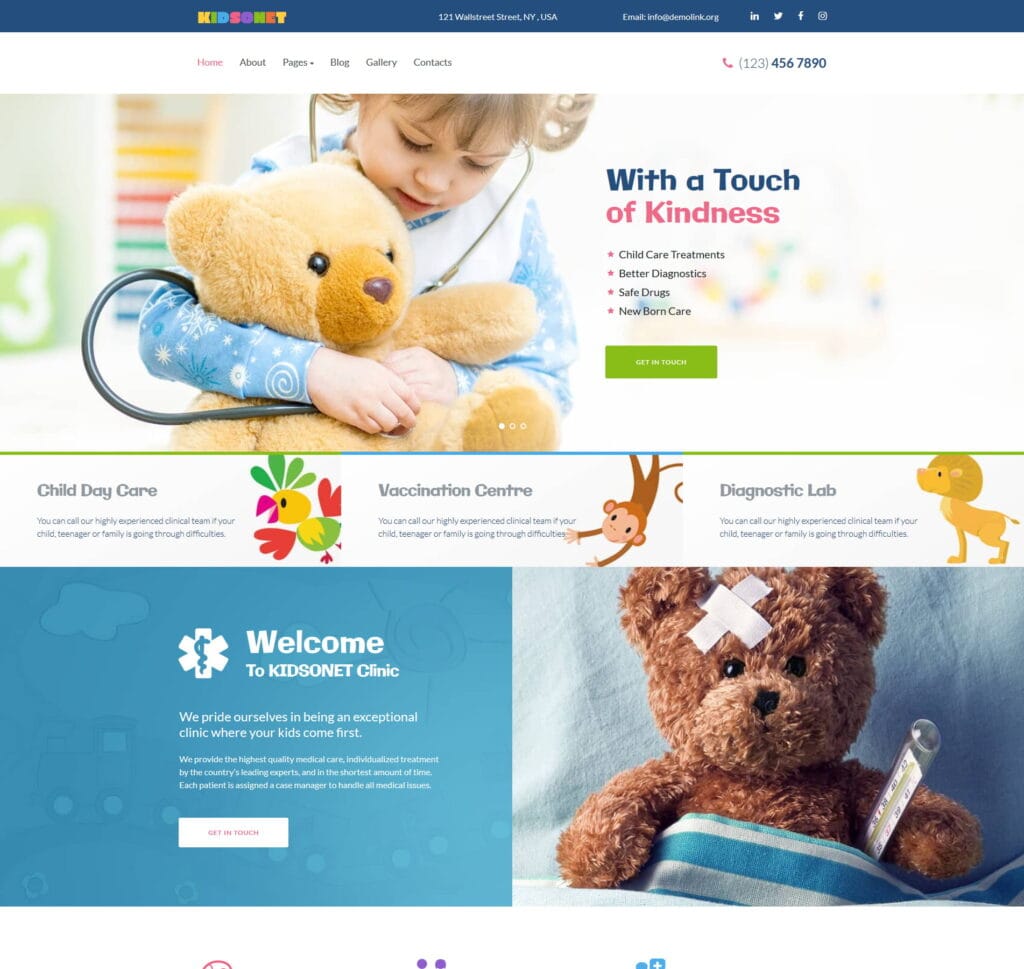 Pediatrician template for children’s health, clinics, and doctor appointments