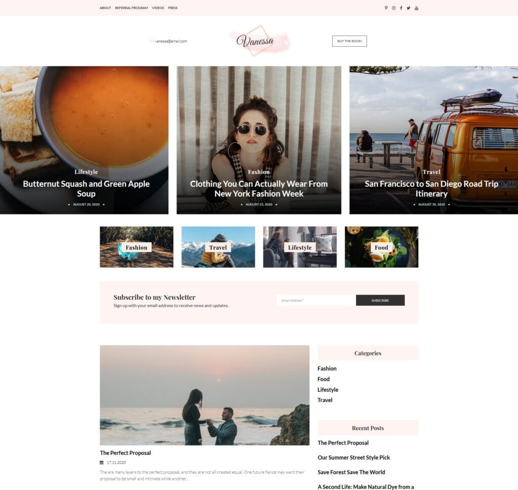 Blogging website template for bloggers, writers, and content publishing