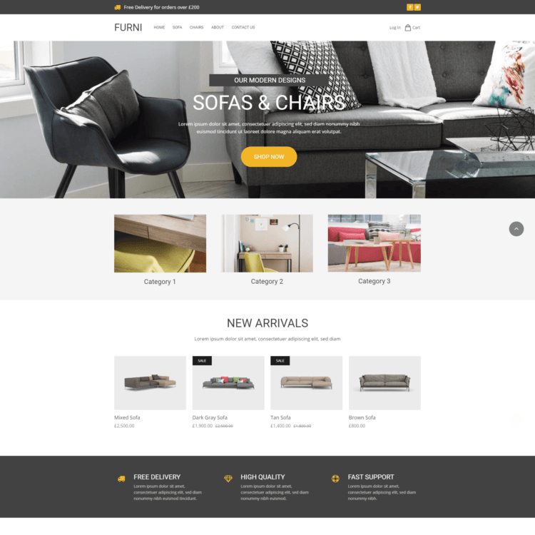 Furniture ecommerce website template