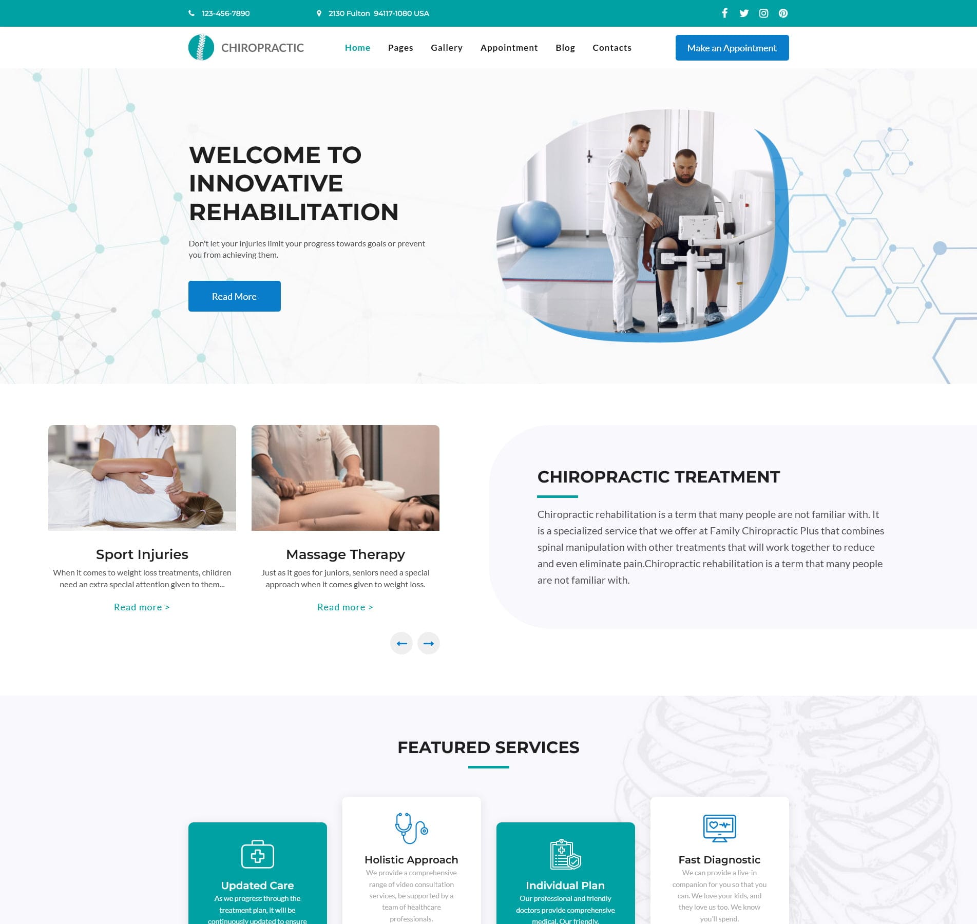 Chiropractic website template for chiropractors, therapy, and health services