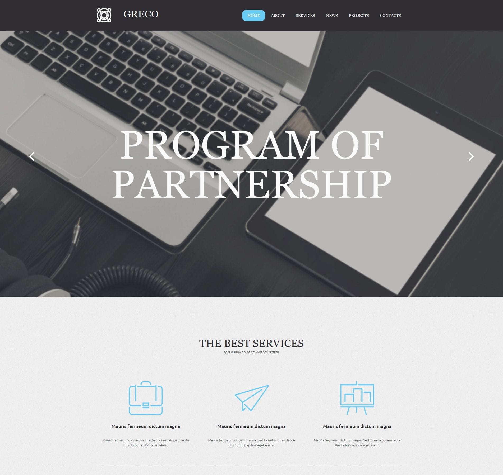 Clean business website template for eco-friendly brands and sustainable companies