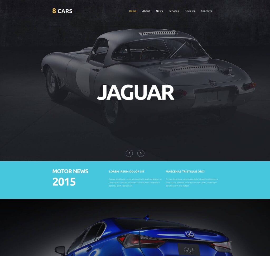 Car sales website template for dealerships, car listings, and sales services