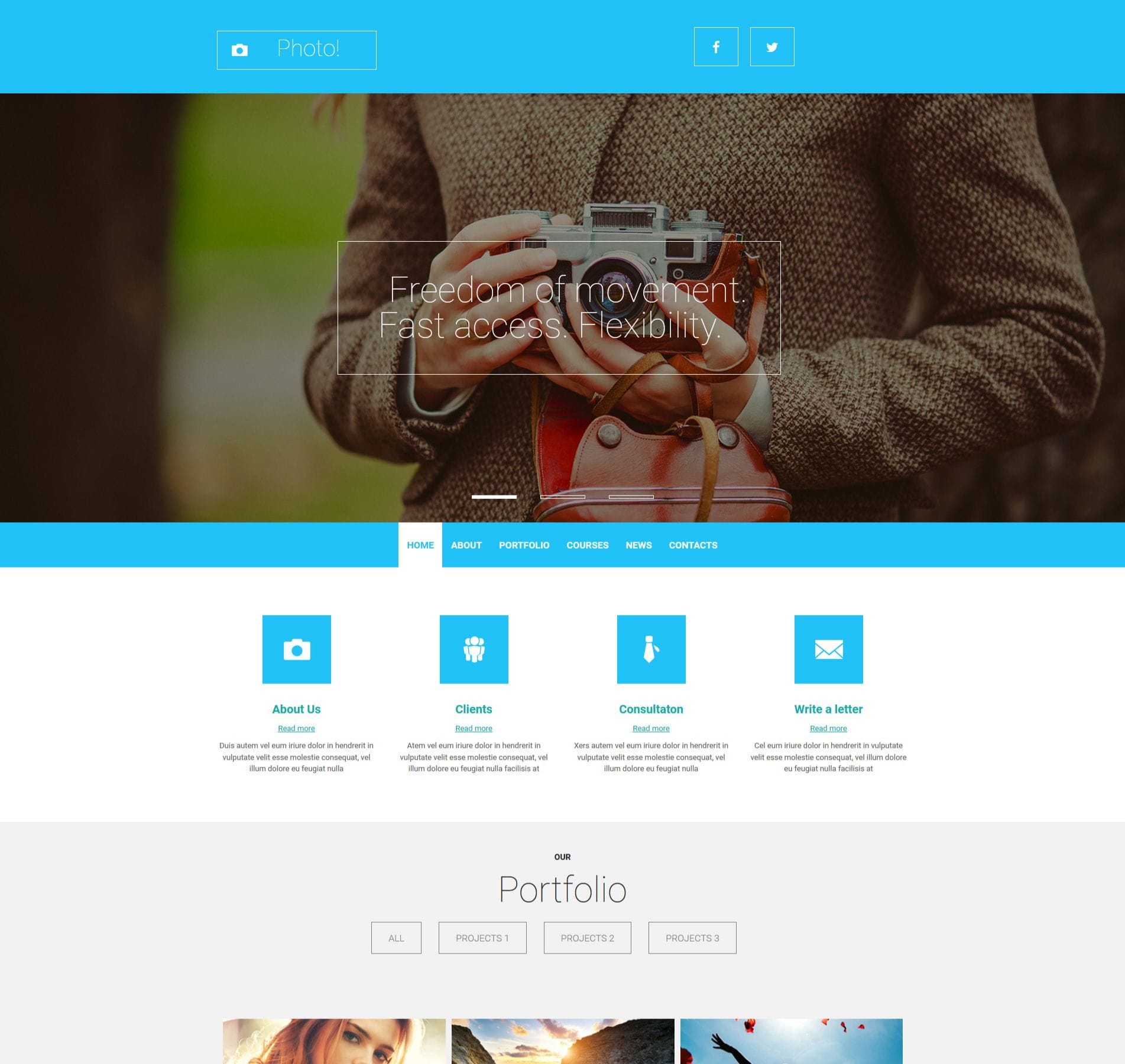 Simple photo website template for showcasing images, galleries, and visual stories