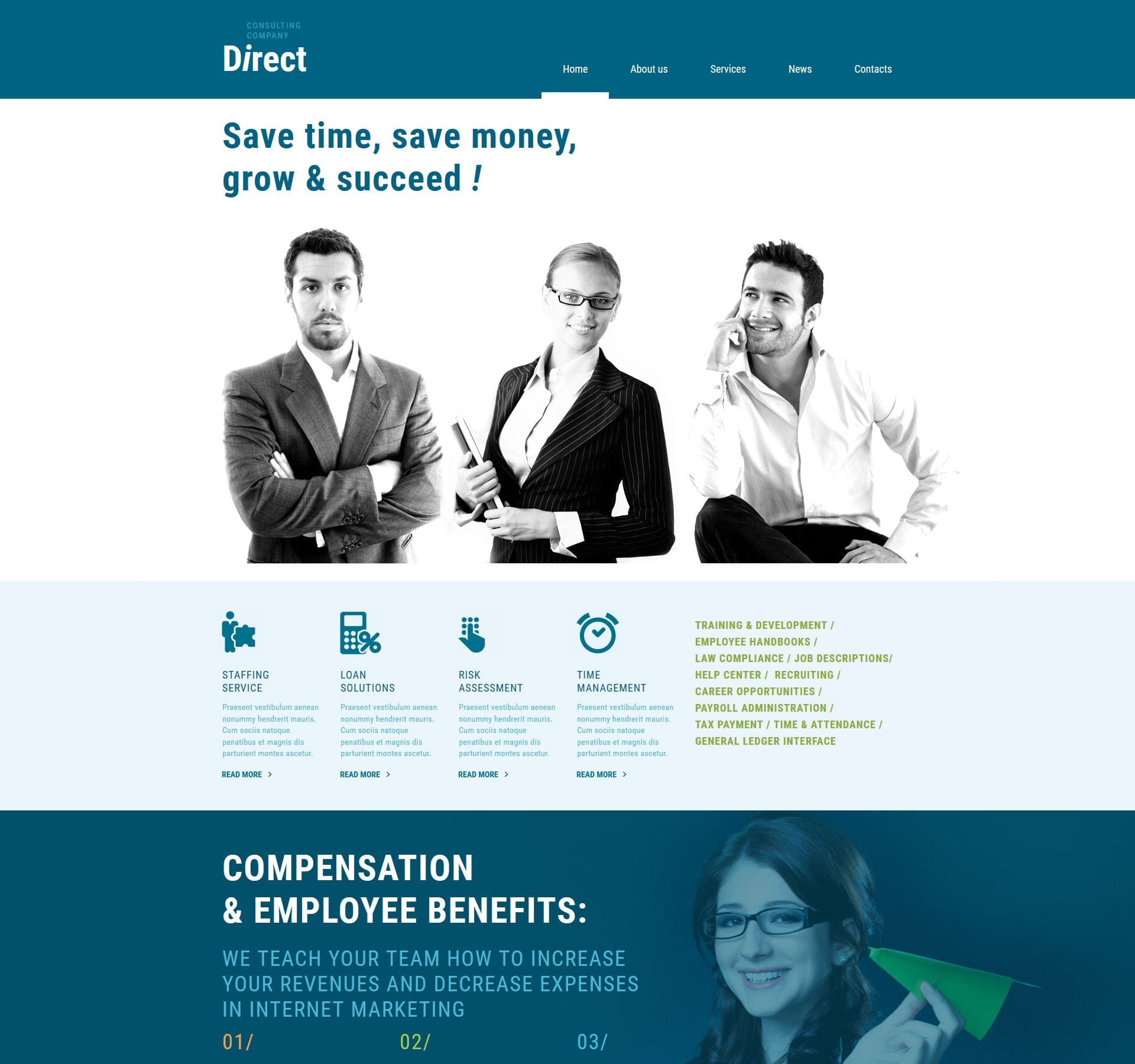 Basic business website template for services, client engagement, and professional branding
