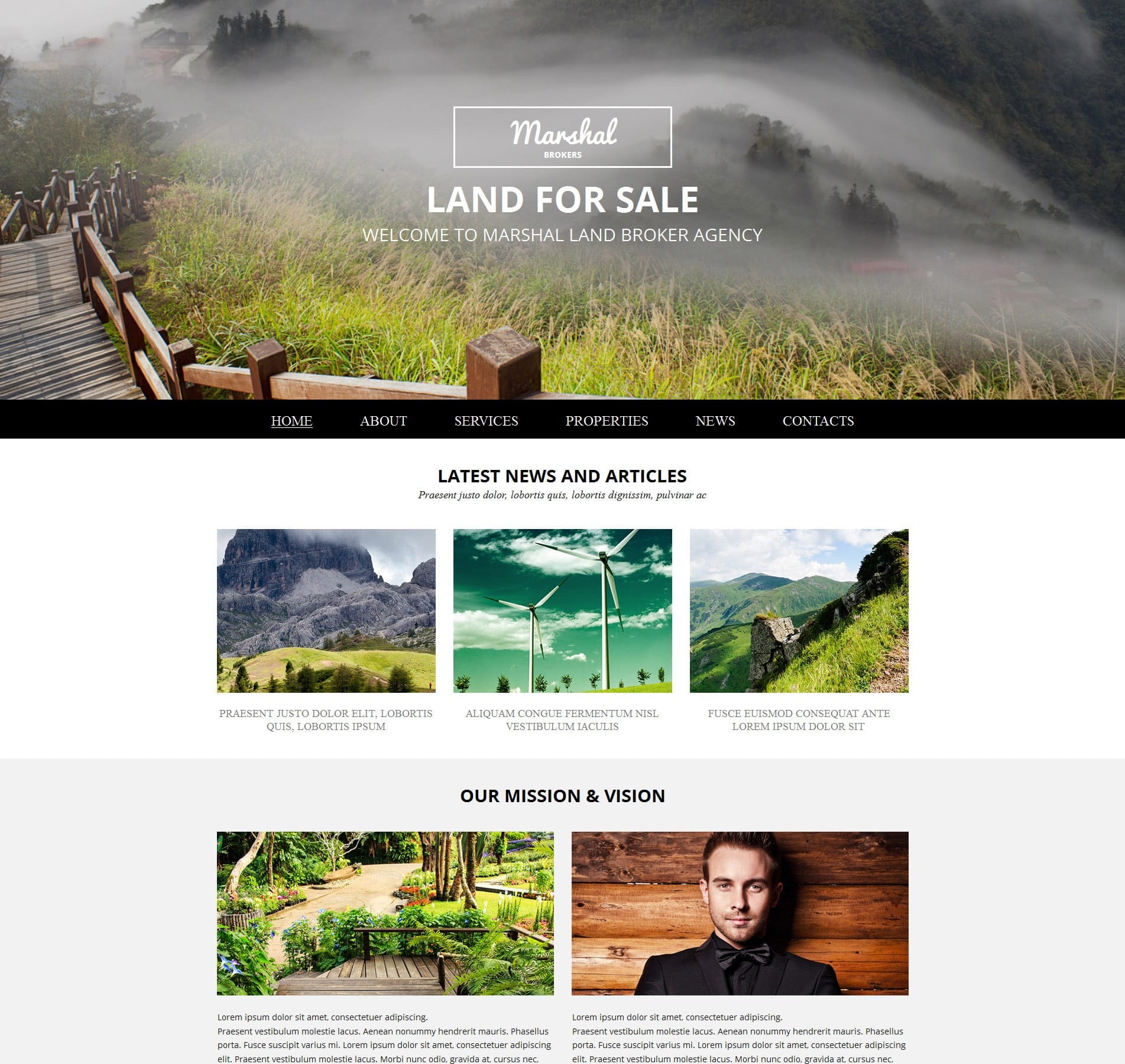 Land brokers template for real estate, land sales, and property listings