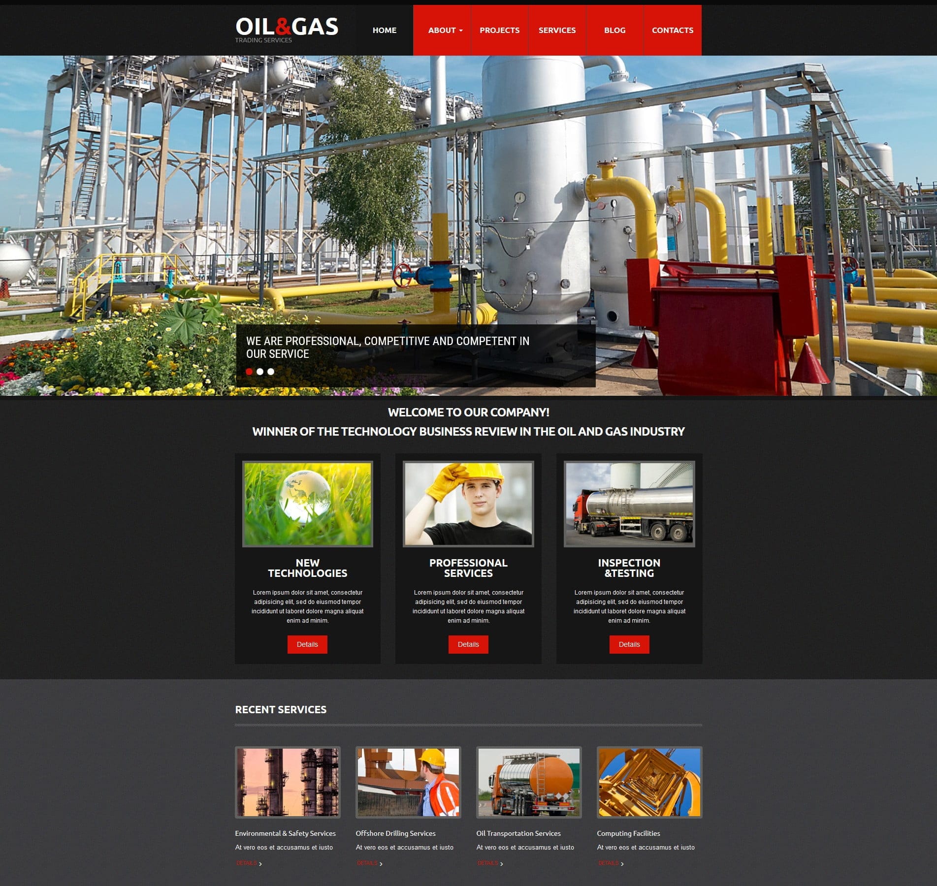 Industry website template for various sectors, services, and industrial businesses