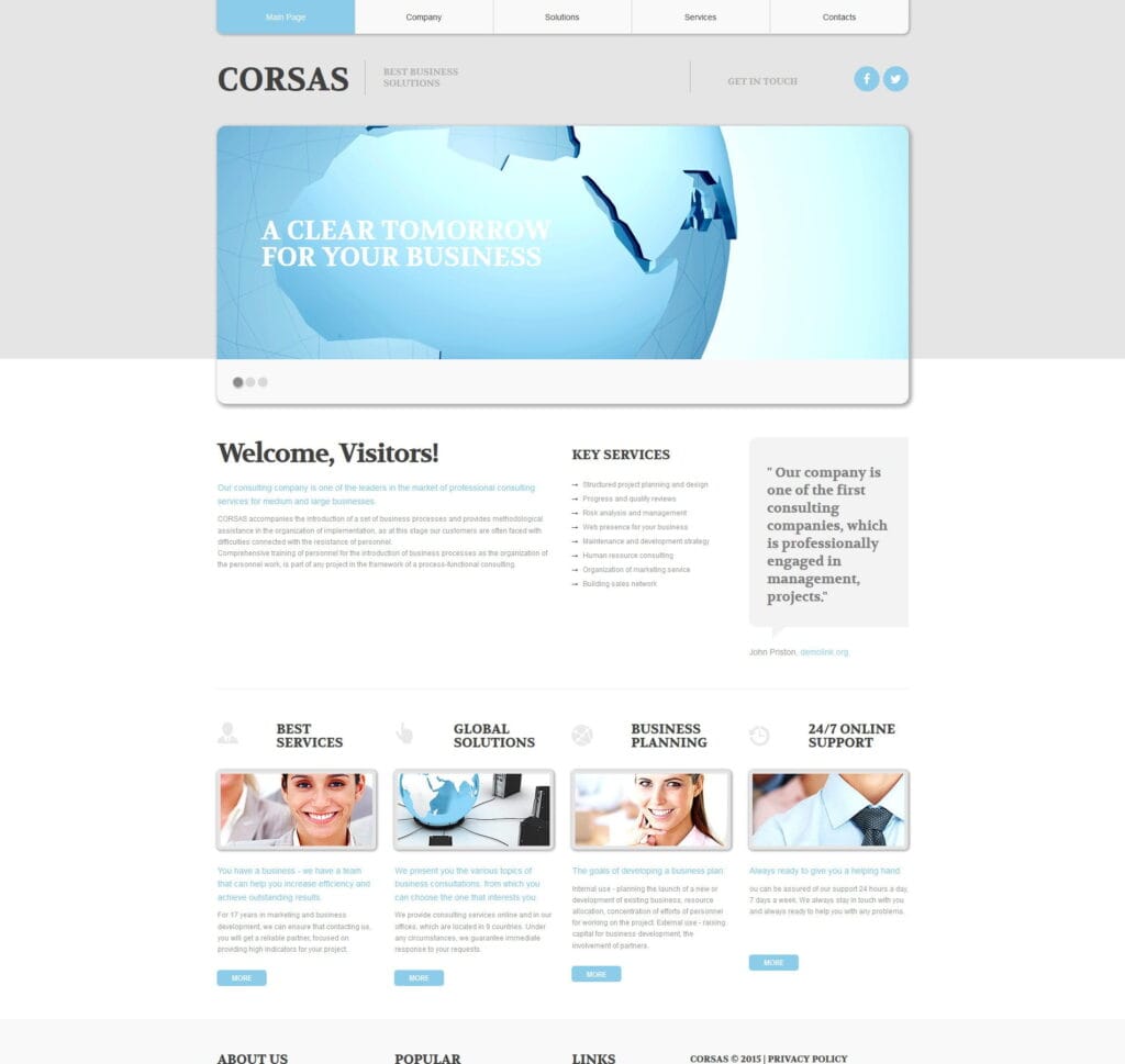 Web template for consulting businesses, advisors, and professional services