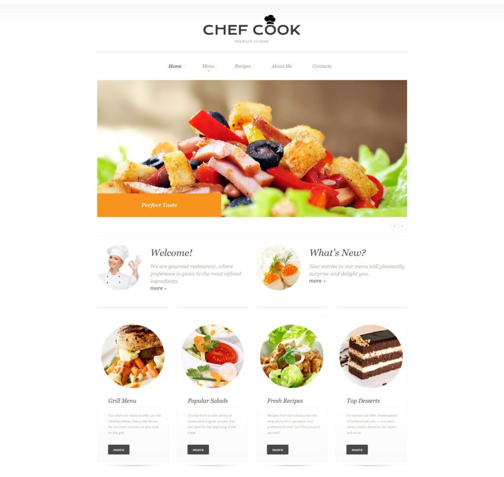 Food ordering template for restaurants, takeout, and delivery services