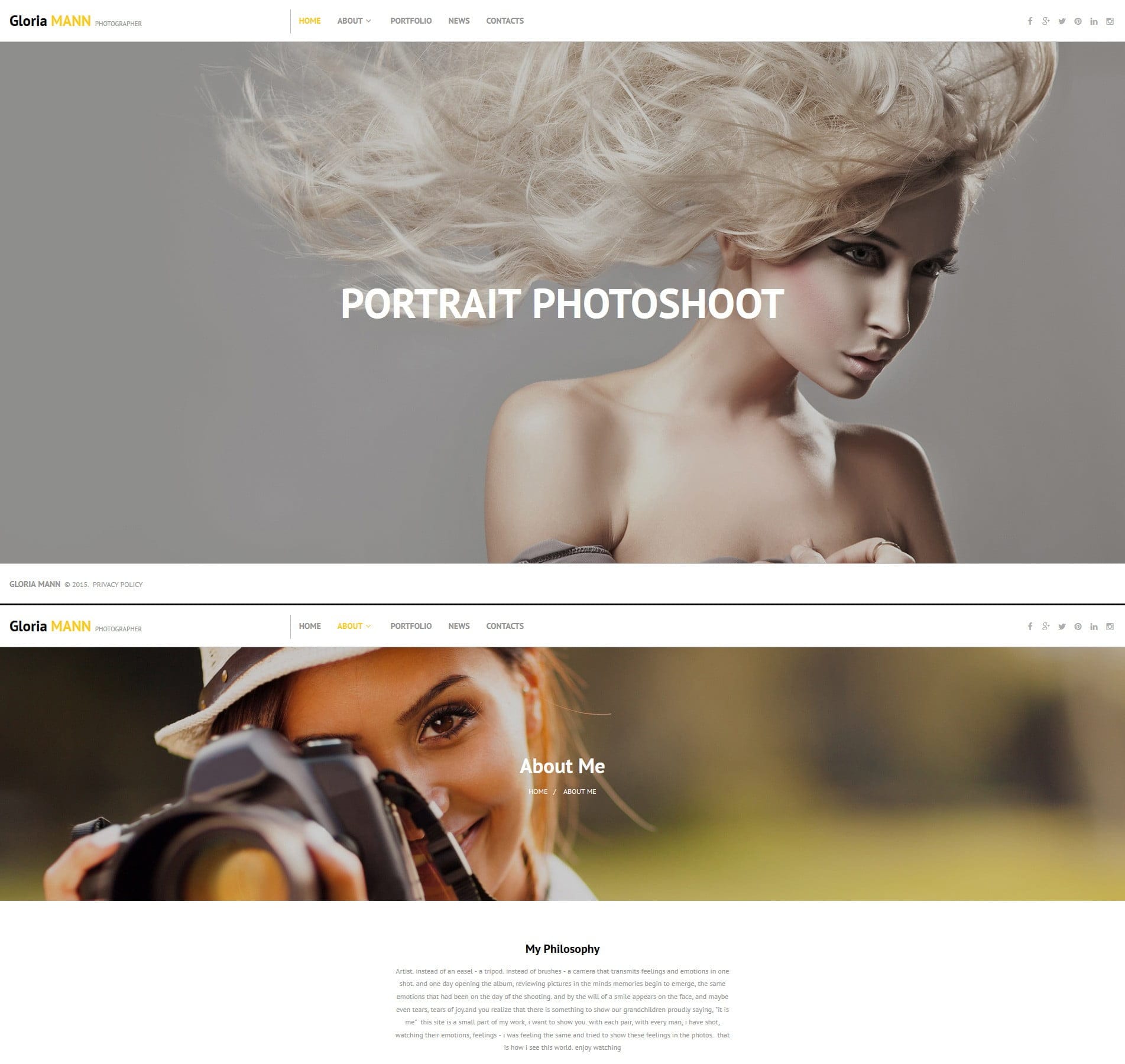 Web gallery template for image showcases, artist portfolios, and visual presentations