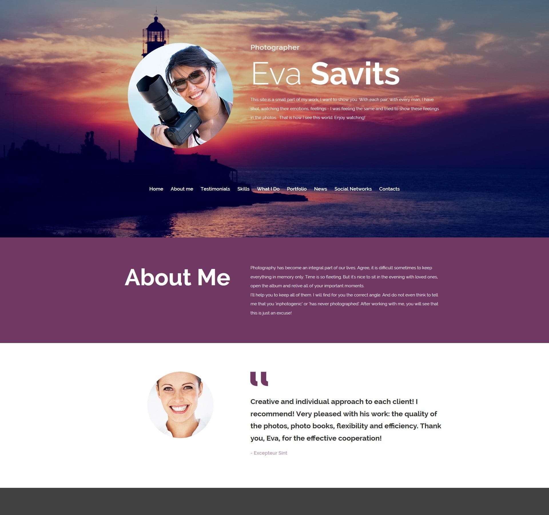Visual portfolio template for artists, designers, and photographers to showcase work