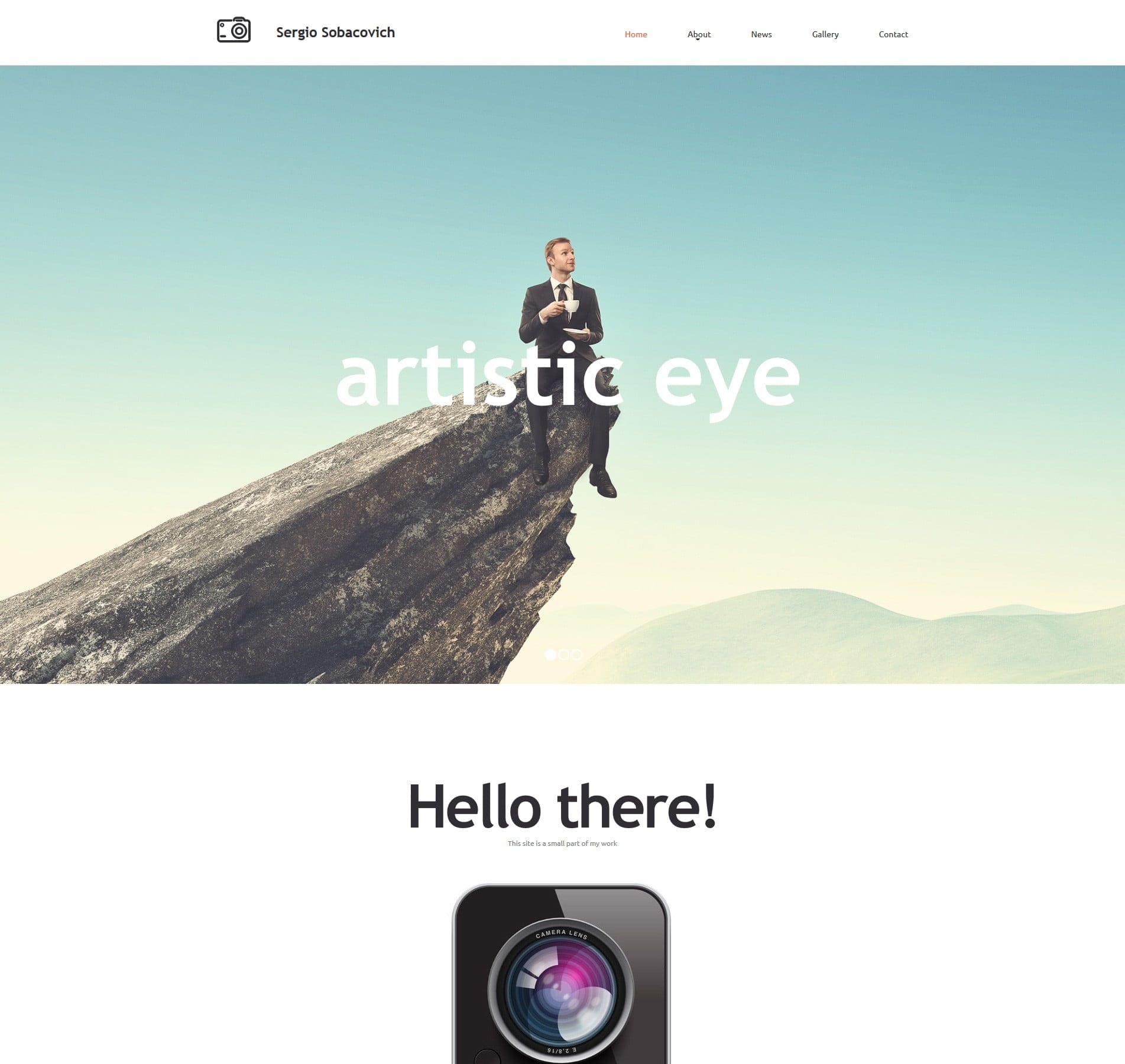 Photographer template for portfolio displays, booking information, and client galleries