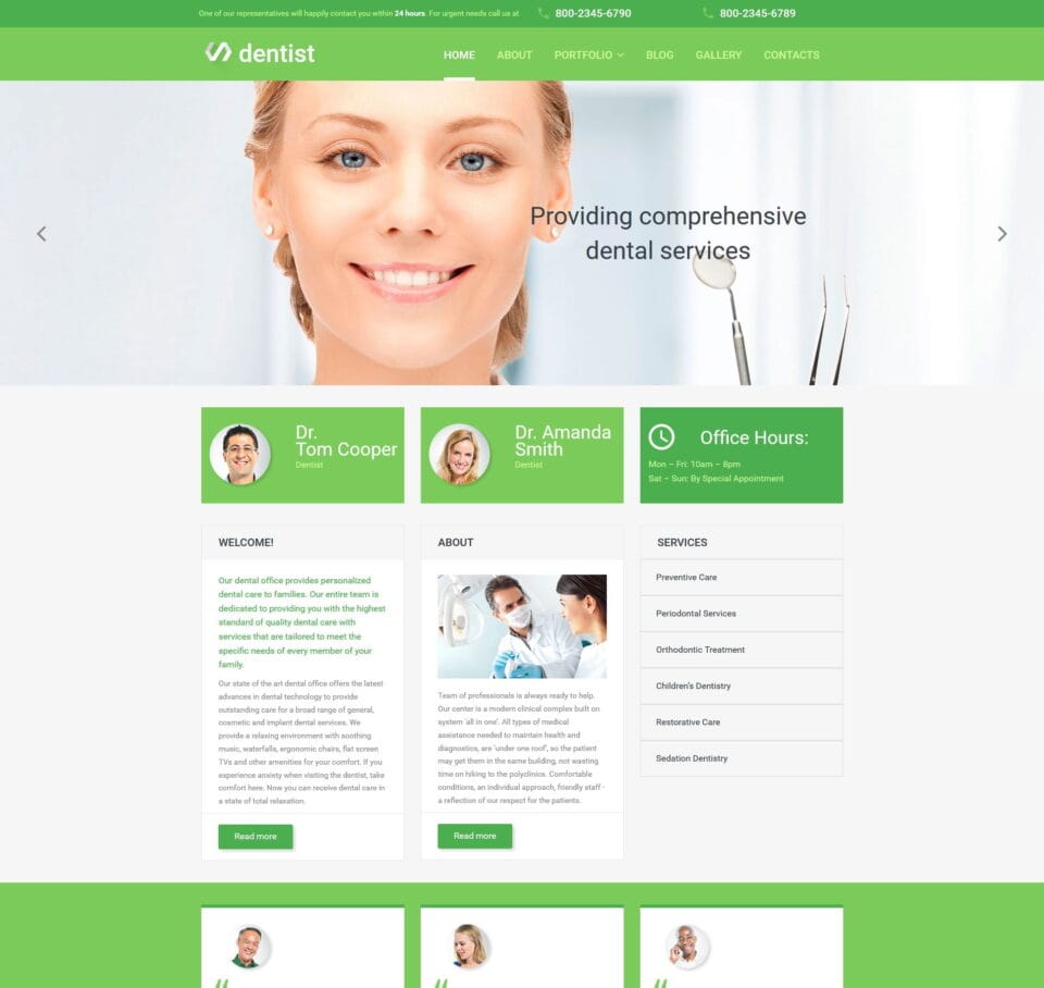 Pediatric dentistry template for child dental care, treatments, and appointments