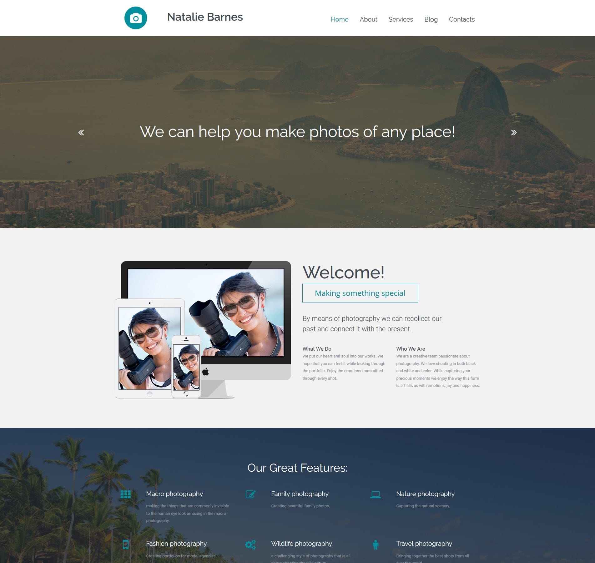 Gallery web page design for art displays, photography, and exhibitions