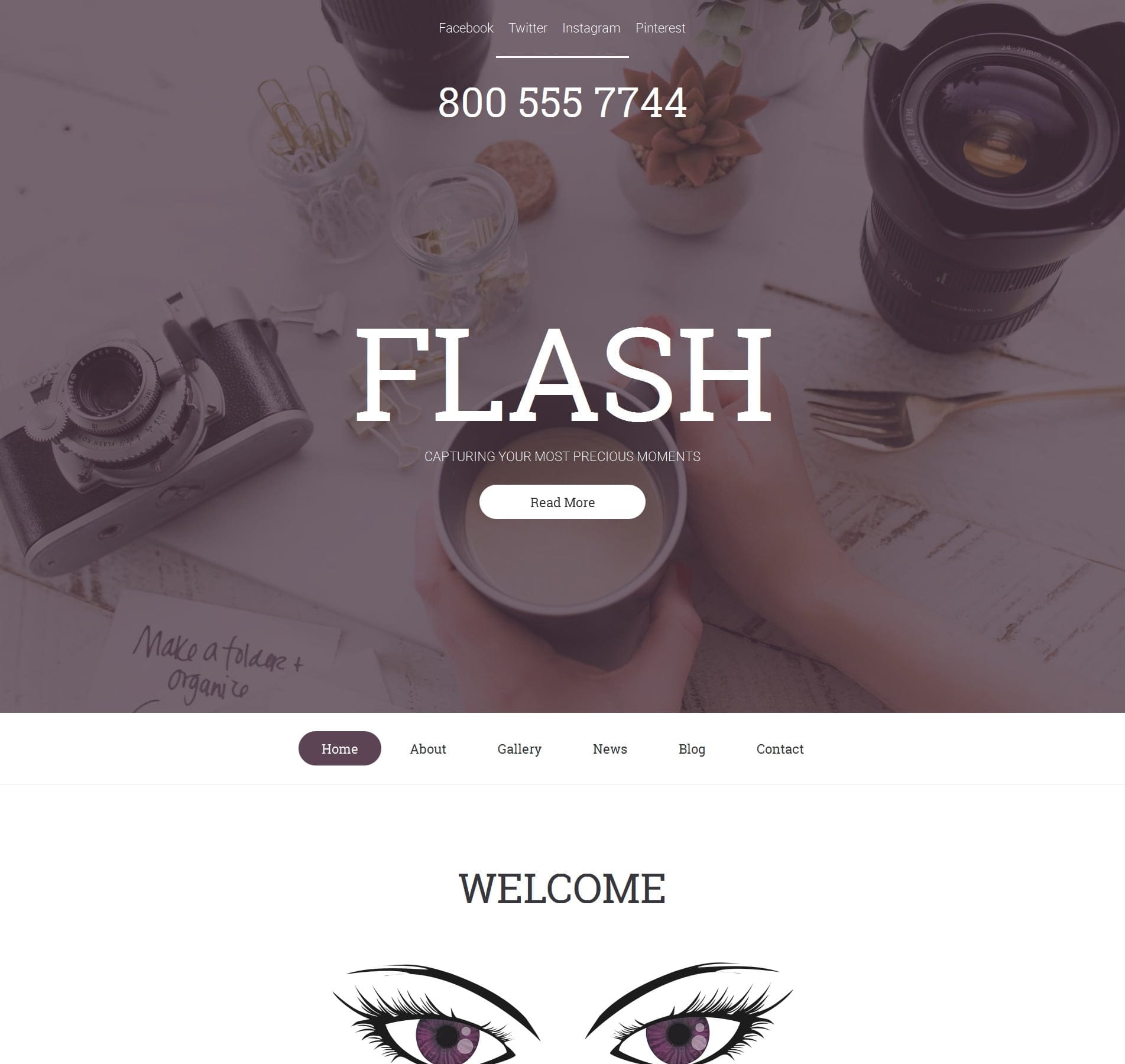 Photo portfolio template for professional photographers to showcase work and attract clients