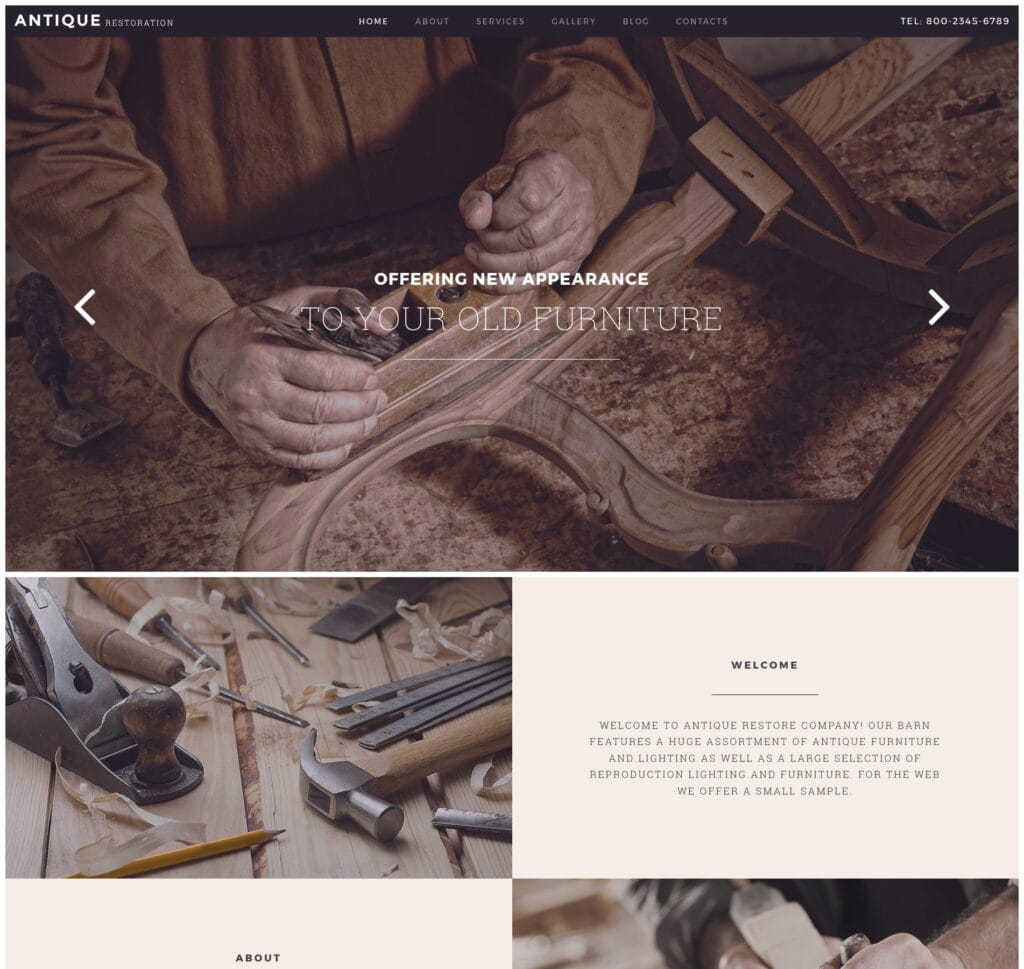 Classic antique-themed website template, suitable for antique dealers and collectors