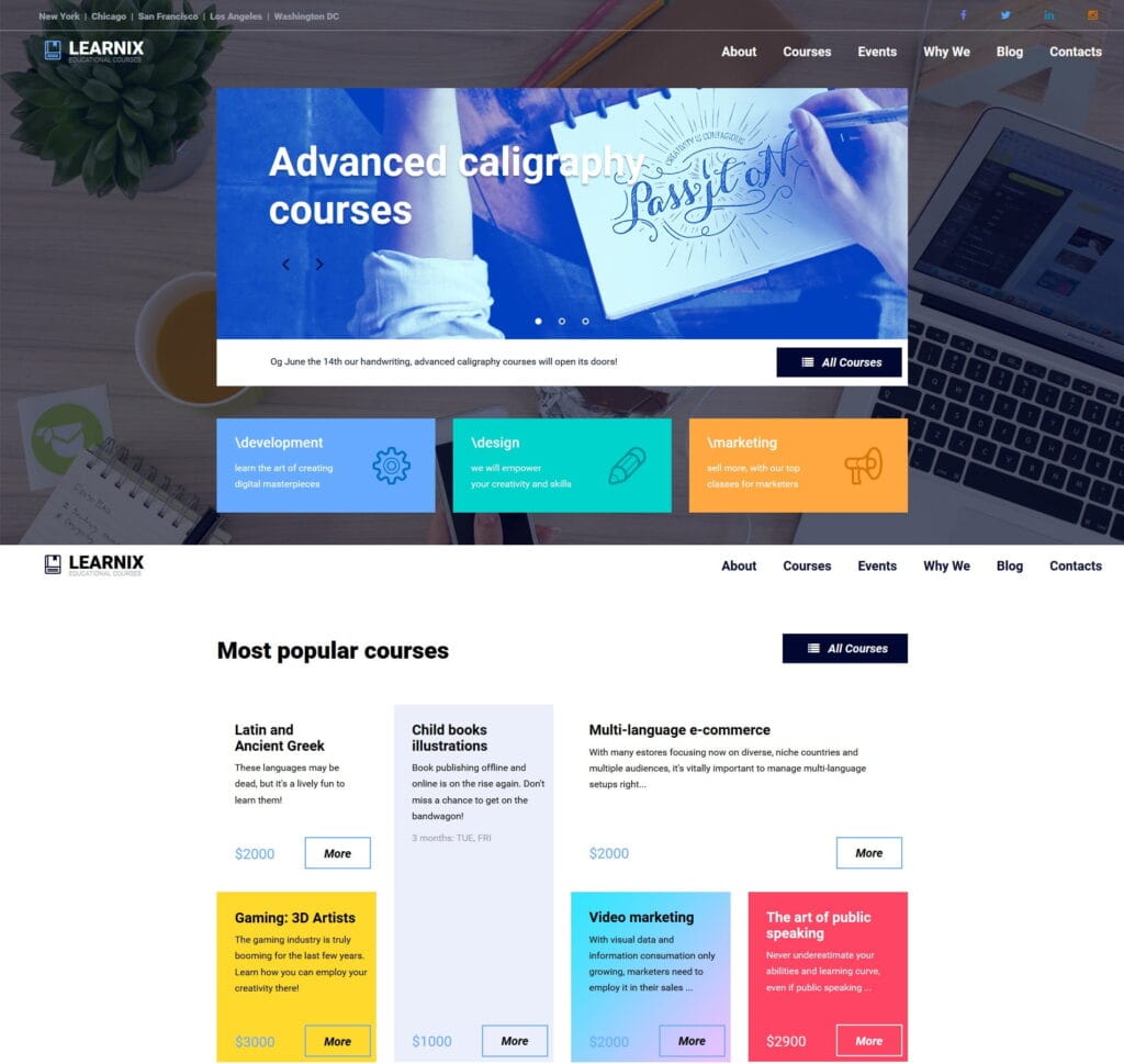 Education website template for schools, tutoring, and learning programs