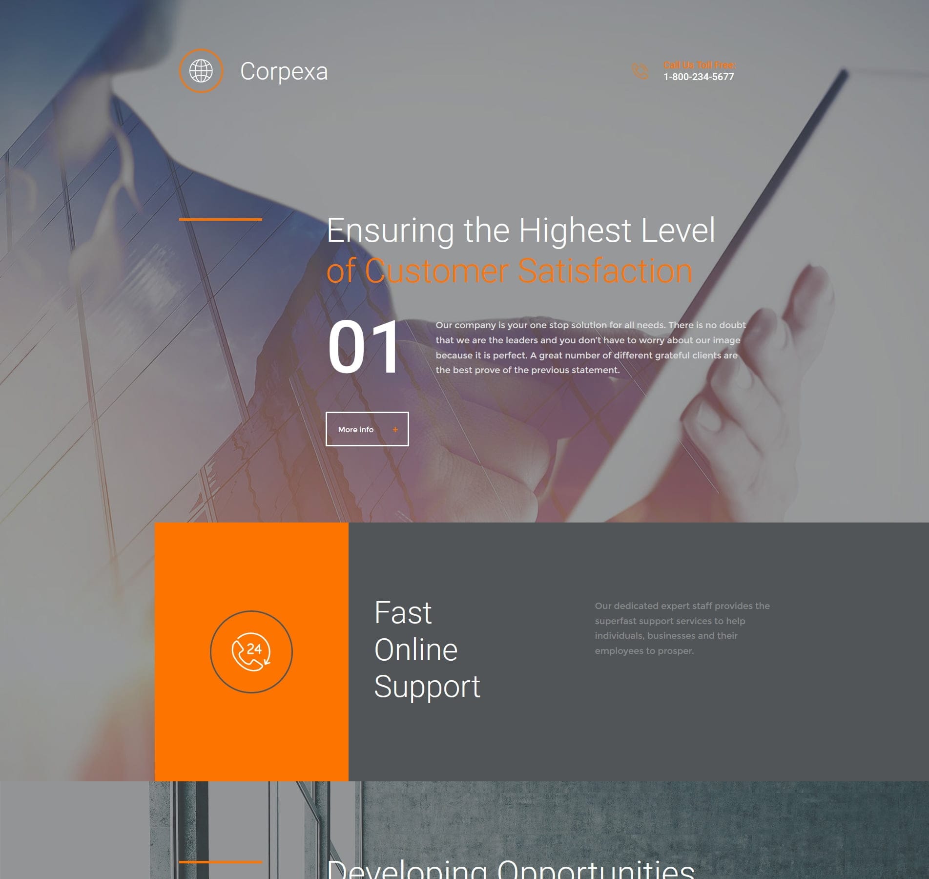 Optimised business website template for companies, entrepreneurs, and corporate services