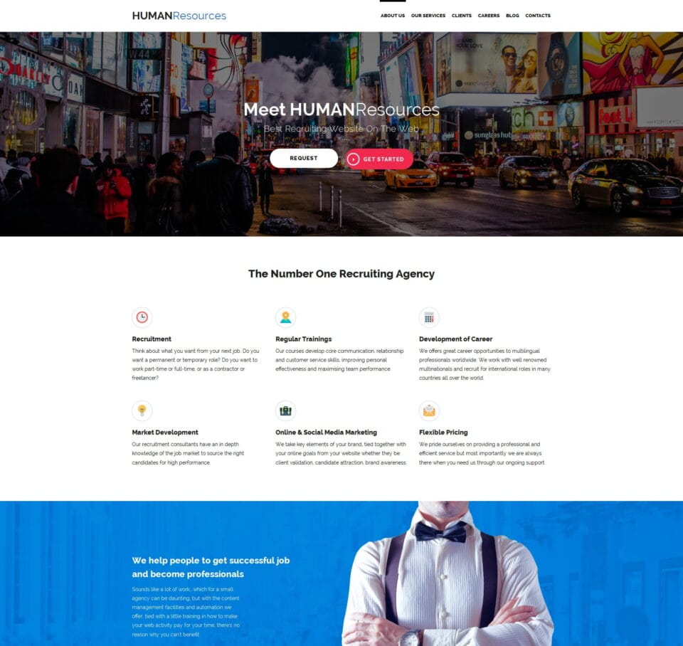Human resources template for recruitment, job listings, and HR services