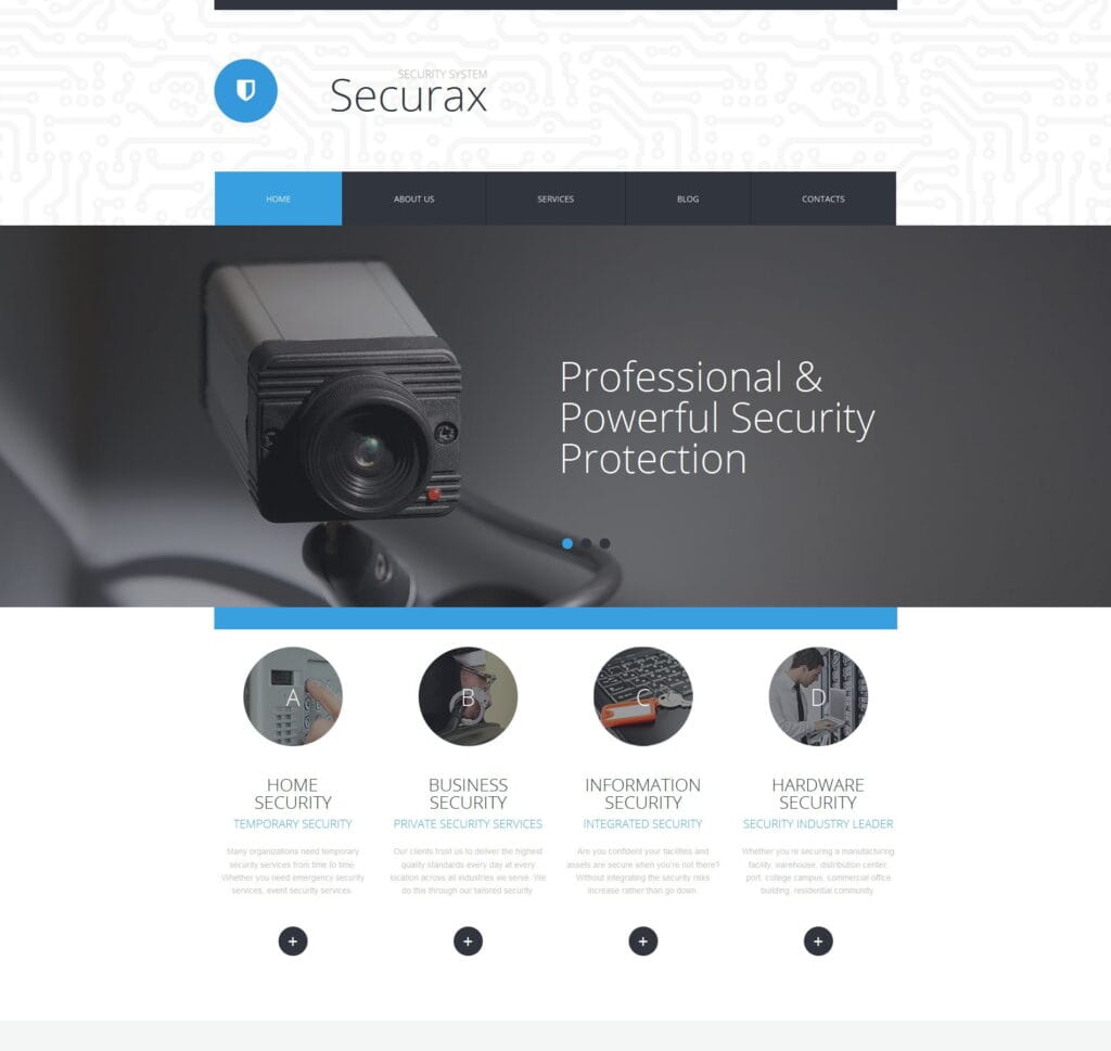 Security services template for residential and commercial security solutions