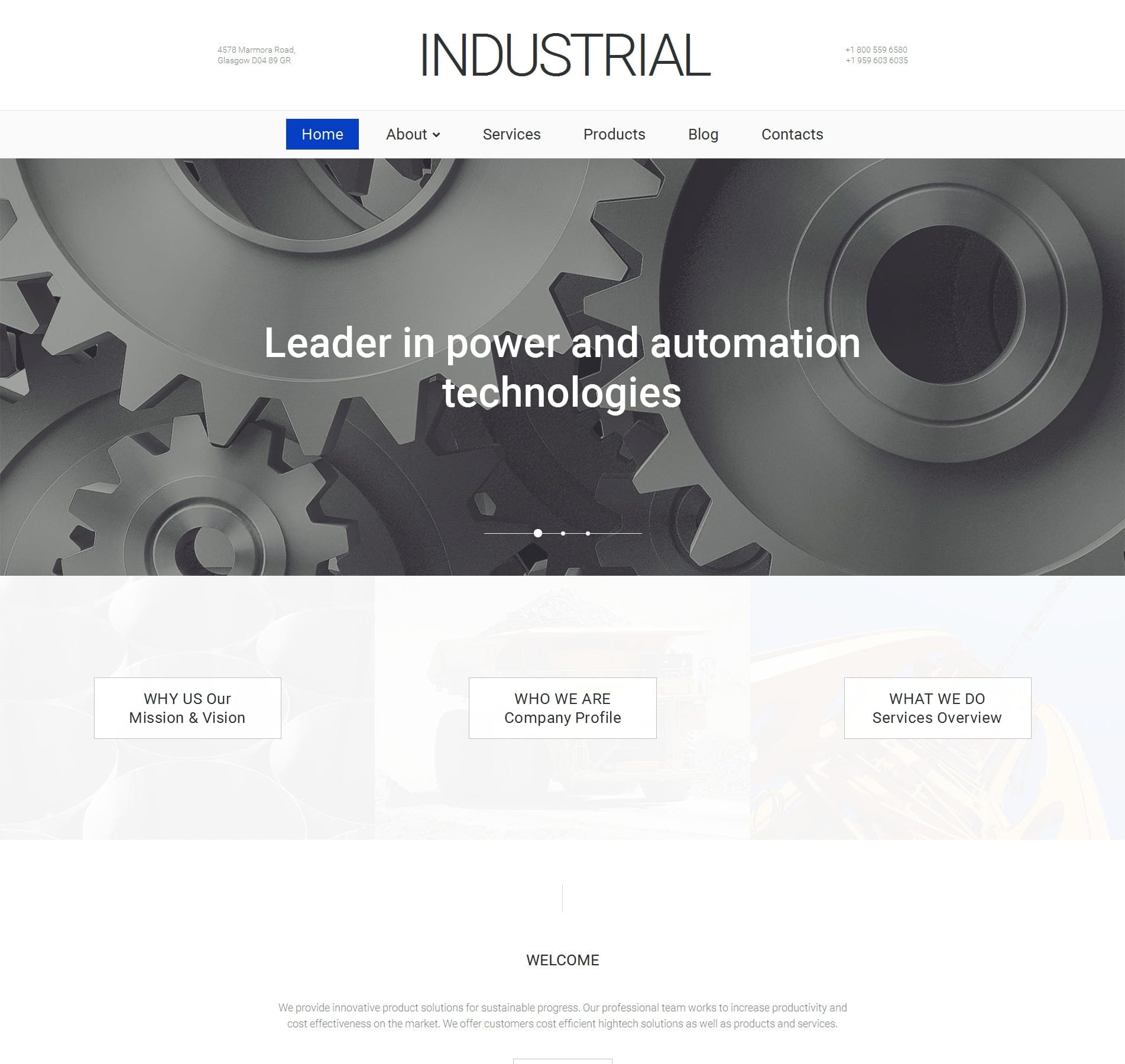 Industrial manufacturing template for factories, production, and machinery