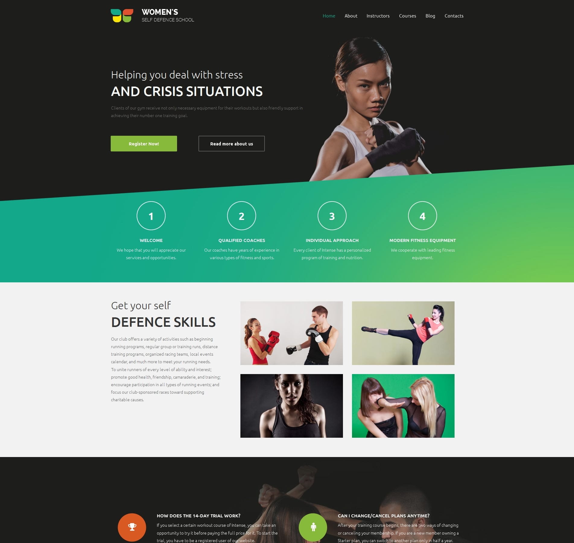 Martial arts website template for dojos, training centres, and classes
