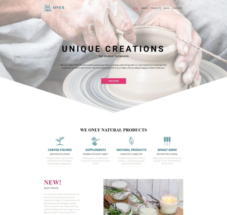 Craft website template for artisans, handmade products, and creative projects