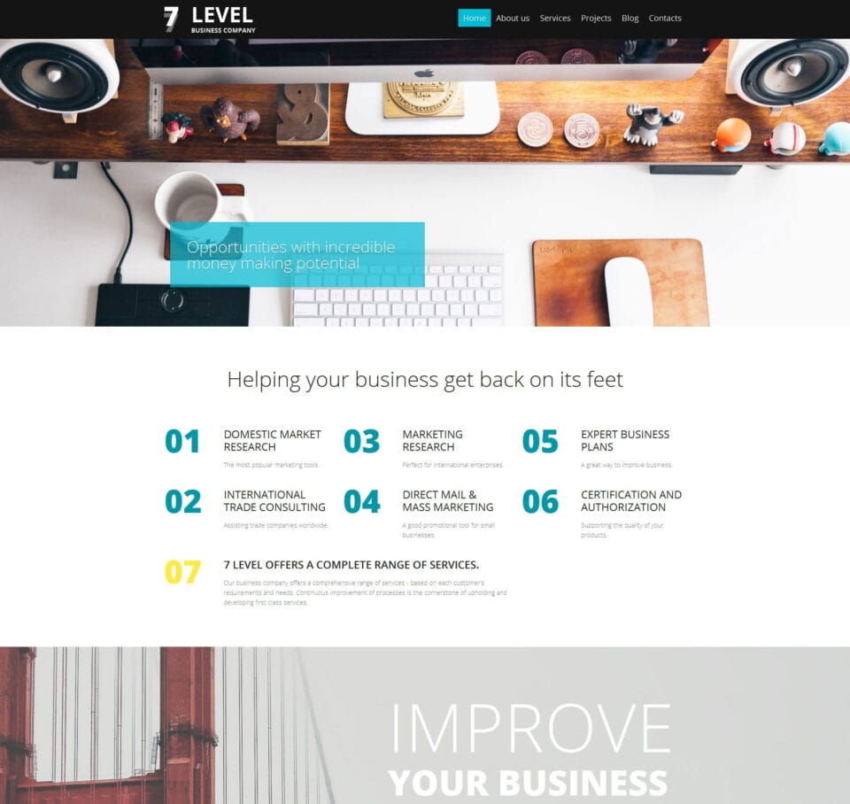 Simple business web template for small businesses, services, and company information