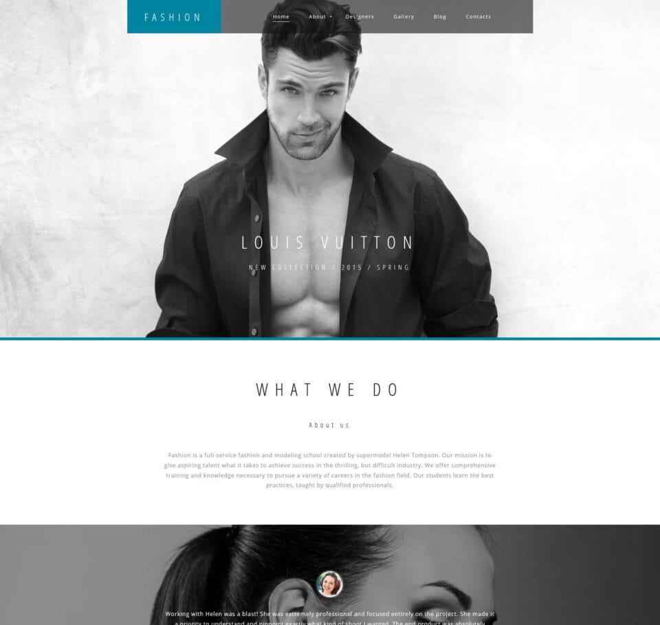 Fashion designer template for portfolios, collections, and personal branding