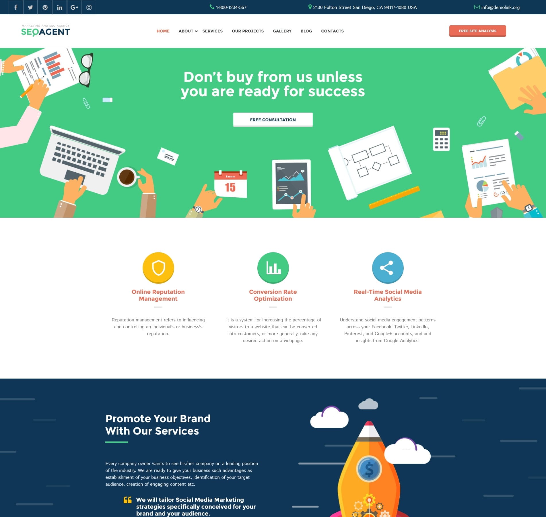 SEO website template for digital marketing, optimisation, and search services