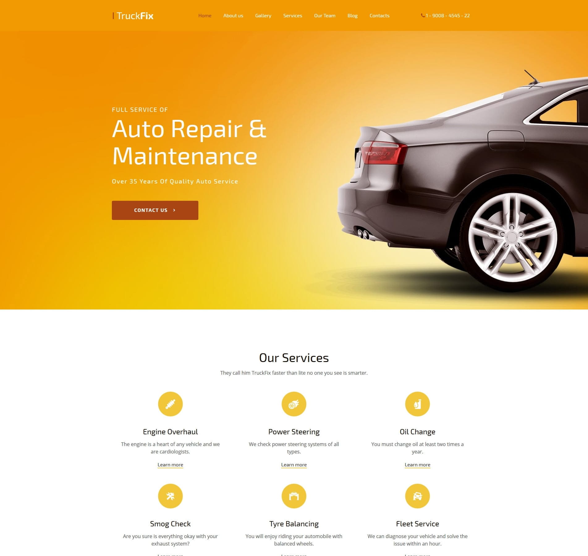 Car repair web template for garages, auto repair shops, and mechanic services