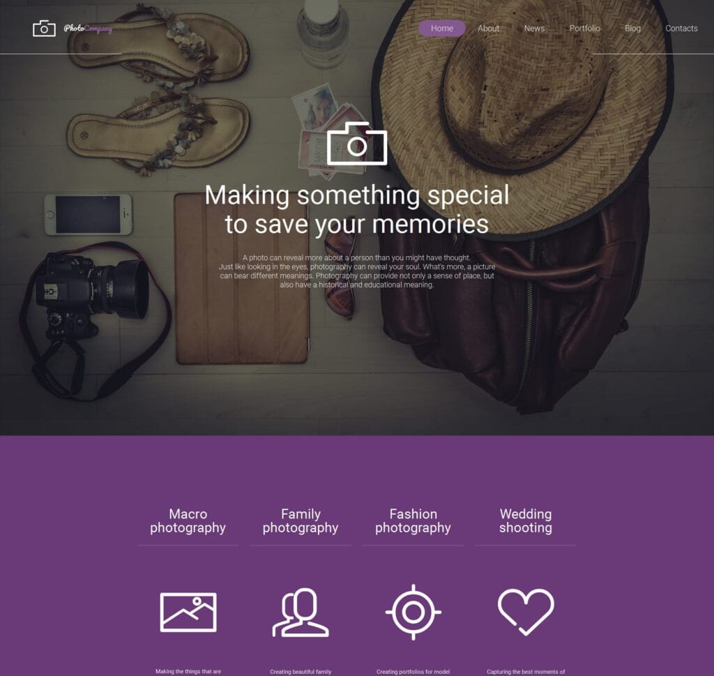 Travel blog portfolio template for sharing travel experiences, photos, and articles