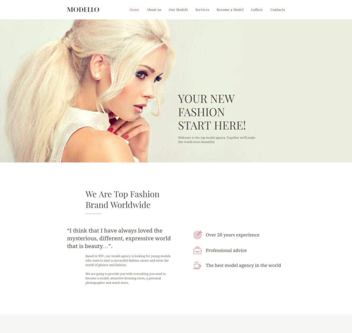 Model Sign Up Modeling Agency Website Template - Go Edit