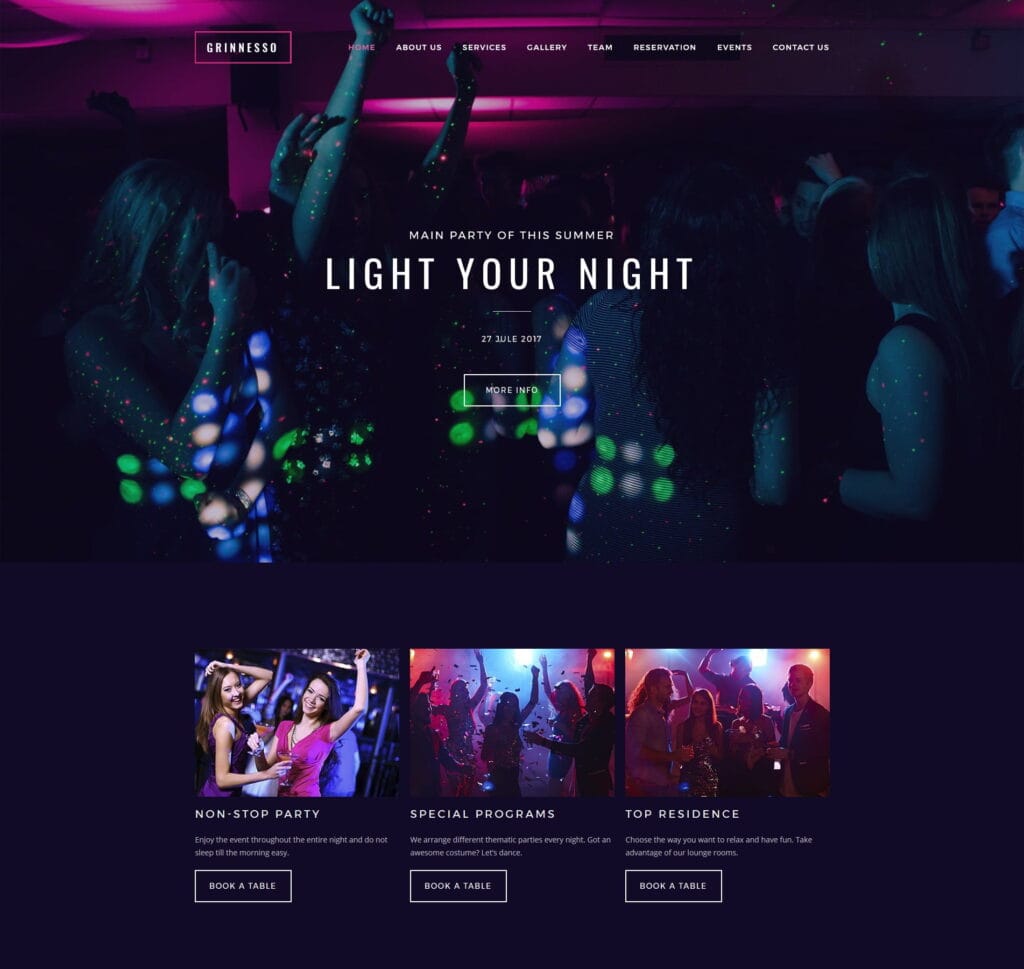 Night club template for DJs, events, and club promotions