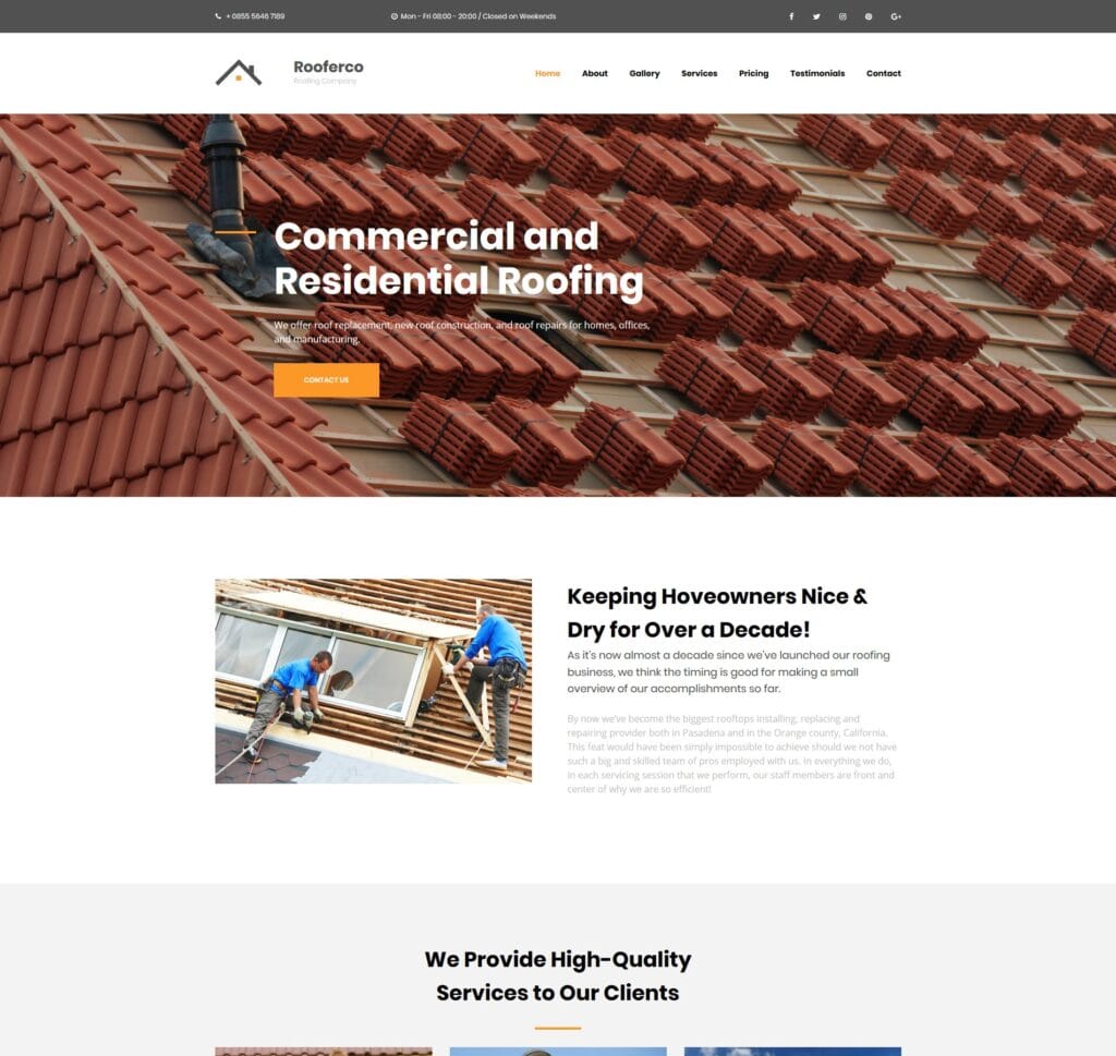 Roofing Company Website Template Go Edit