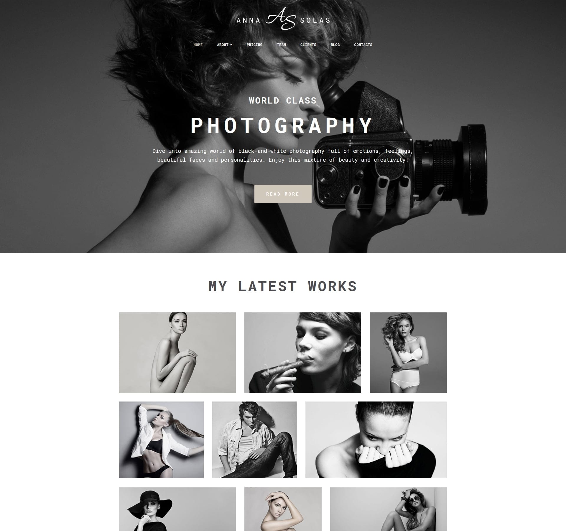Photo artist portfolio template for showcasing visual art, photography projects, and creative portfolios