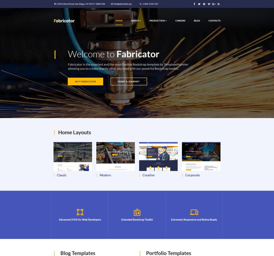 Comprehensive engineering website template for firms, projects, and industry services