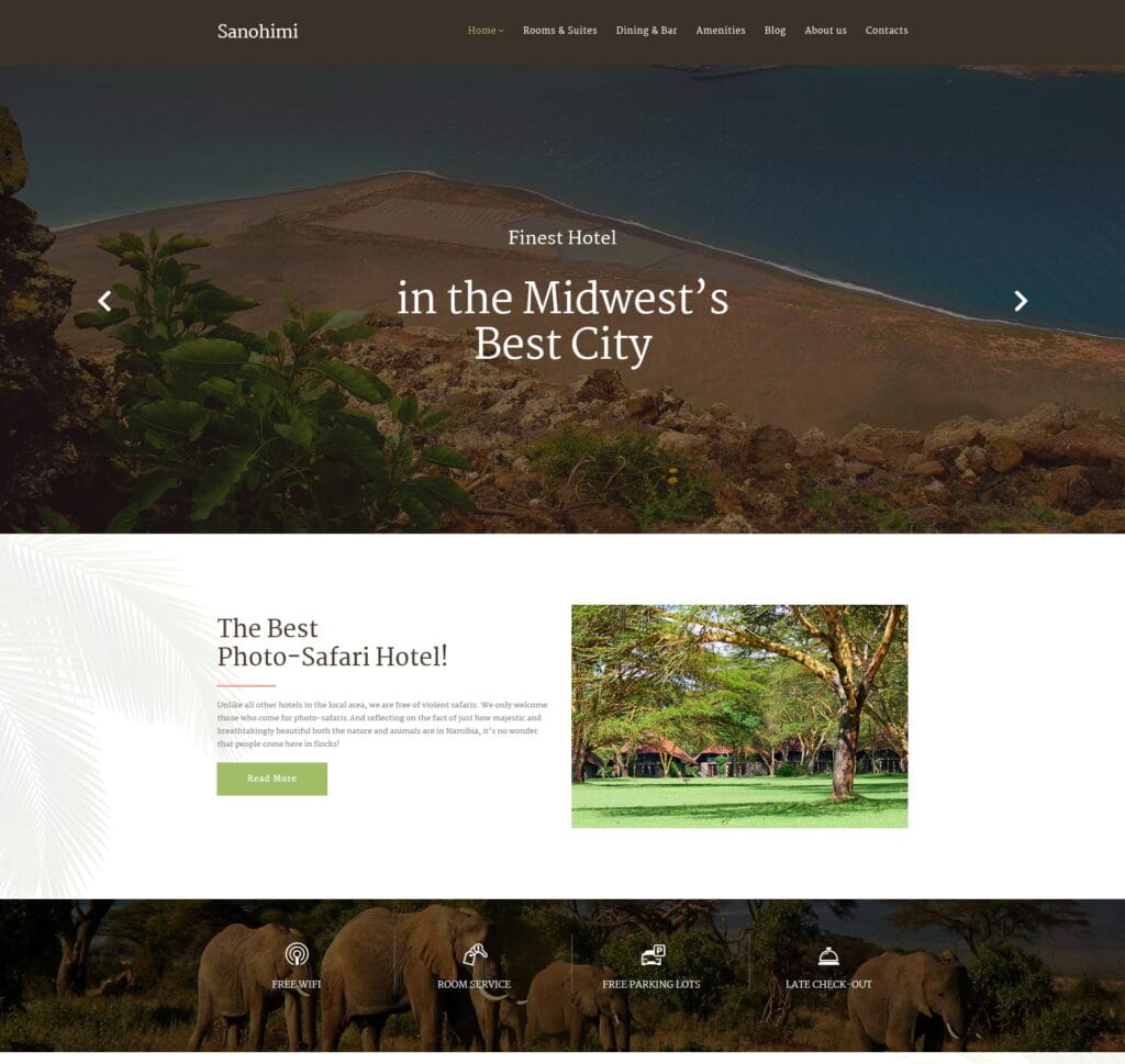 Safari template for travel agencies, wildlife tours, and adventure bookings