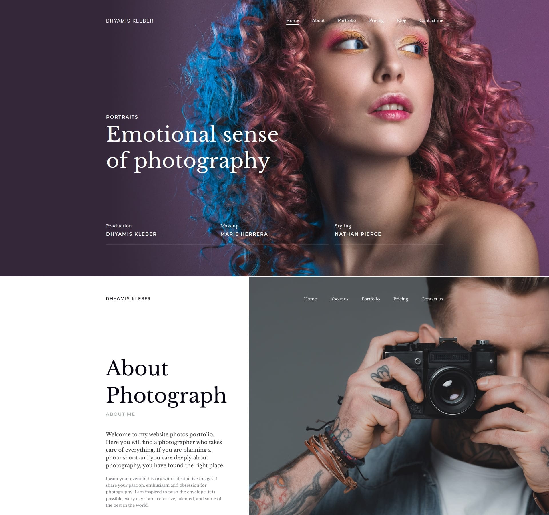 Professional photographer website template for portfolios, bookings, and client engagement
