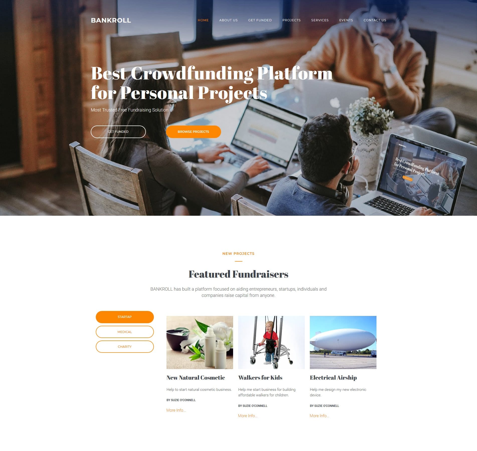 Crowd fundraising template for campaigns, donations, and social causes