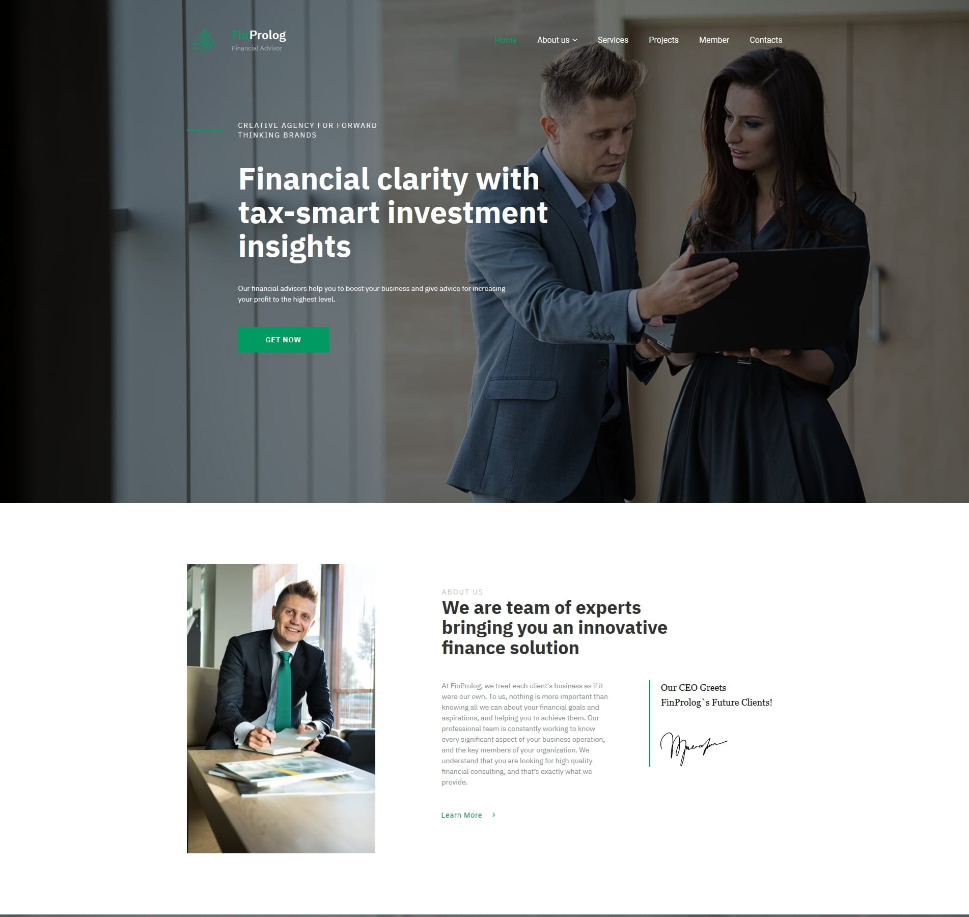 Financial advisor template for consultancy, wealth management, and planning