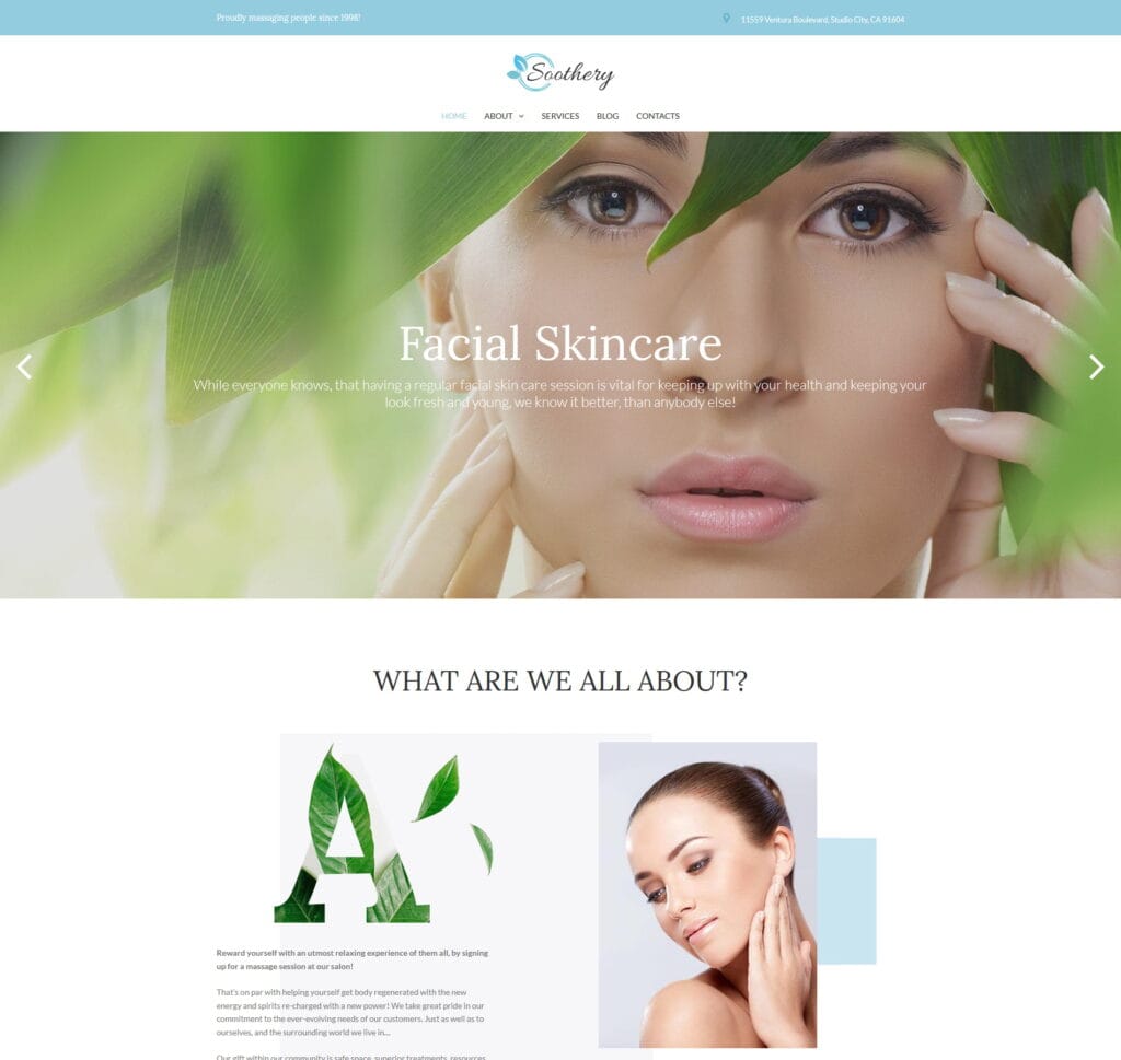 Massage therapy template for therapists, wellness centres, and spa services