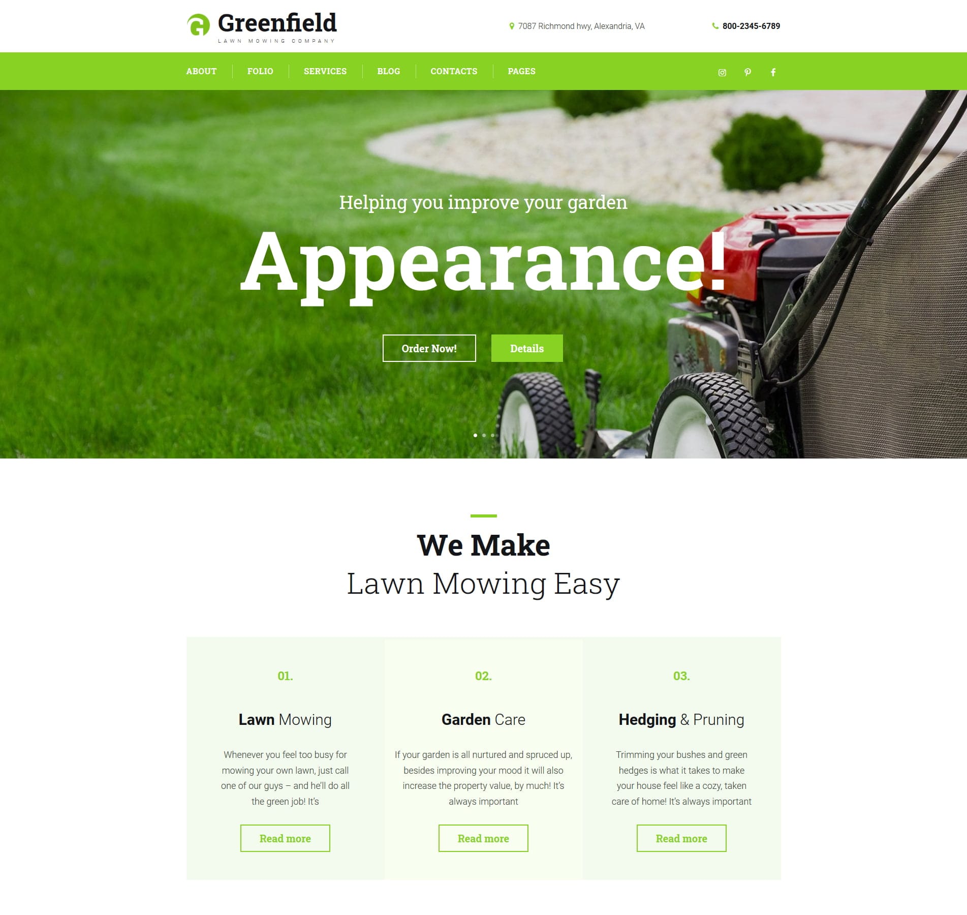 Lawn care template for gardening, maintenance, and landscaping services