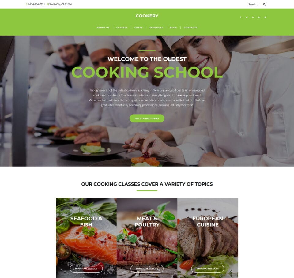 Cooking website template for recipes, food blogs, and culinary tips