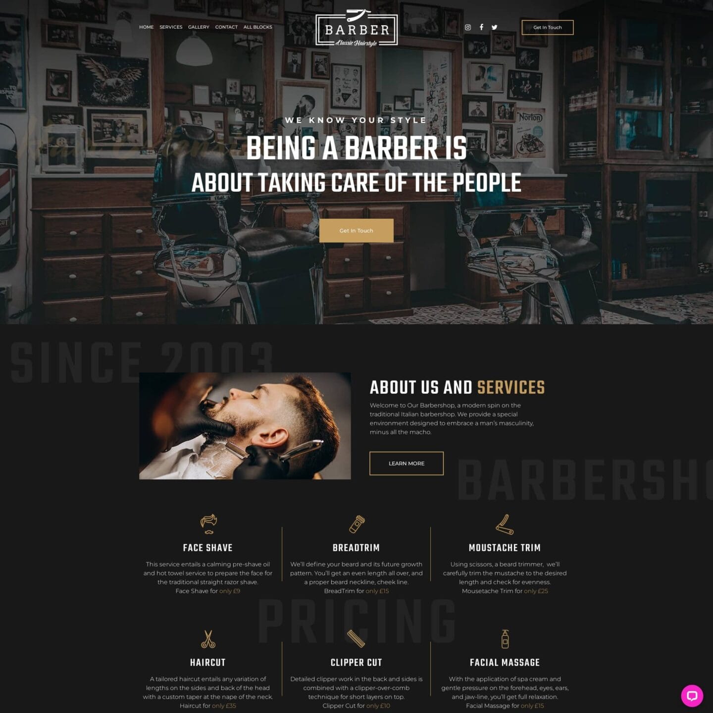 Barber Shop Website Template Go Edit