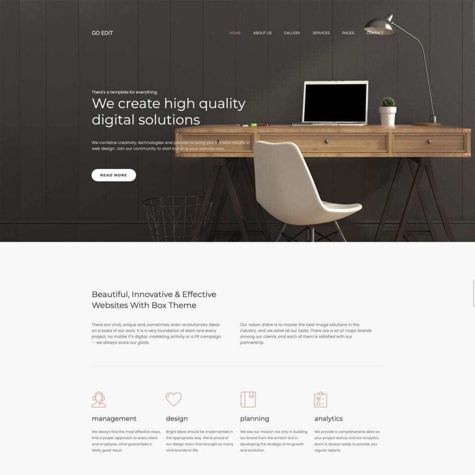 Digital creative template for agencies, multimedia services, and online branding