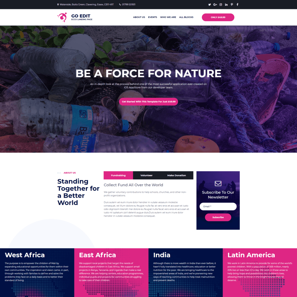 One-page ecology template for environmental projects and sustainability