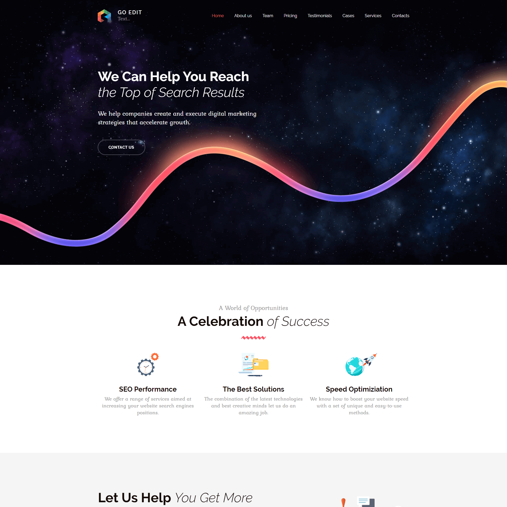 Marketing company template for digital services, advertising, and strategy